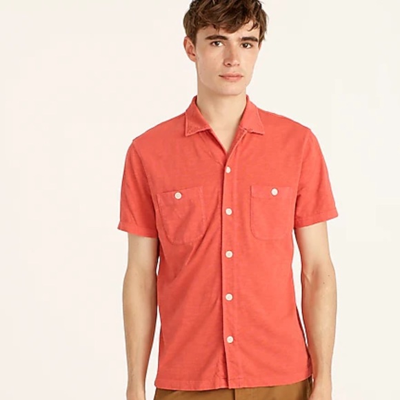 J. Crew Other - NWOT j crew short sleeve camp collar garment dyed shirt warm red